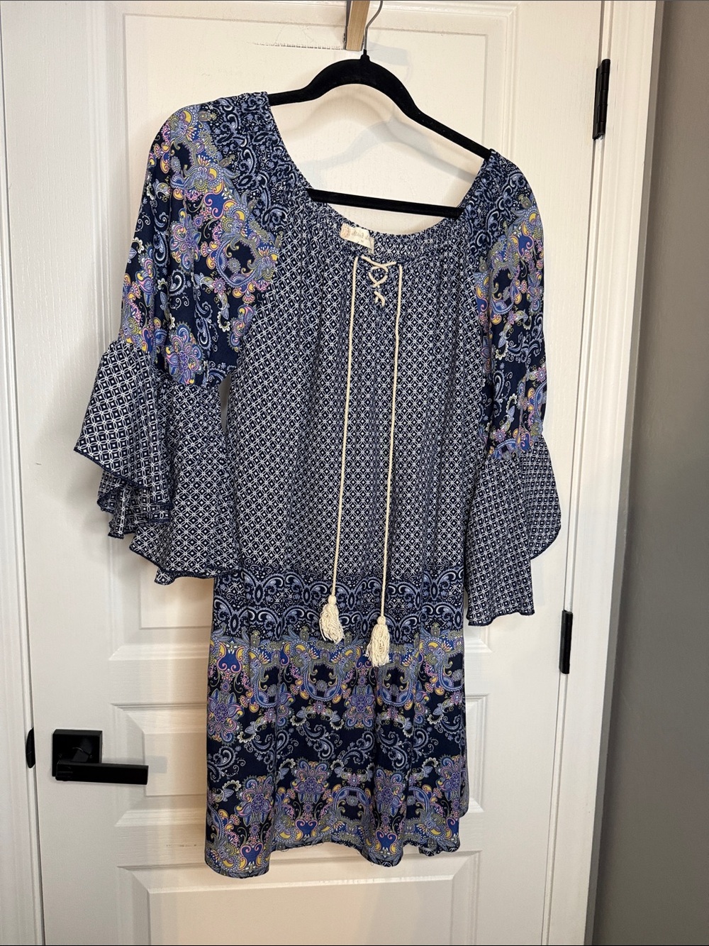 Altar'd State Navy and Purple Paisley Mini Dress